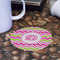 Pink & Green Chevron Round Paper Coaster - Front