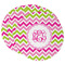 Pink & Green Chevron Round Paper Coaster - Main