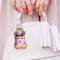 Pink & Green Chevron Sanitizer Holder Keychain - Small (LIFESTYLE)