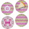 Pink & Green Chevron Set of Appetizer / Dessert Plates