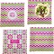 Pink & Green Chevron Set of Square Dinner Plates