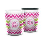 Pink & Green Chevron Ceramic Shot Glass - 1.5 oz (Personalized)