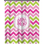 Pink & Green Chevron Extra Long Shower Curtain - 70"x84" (Personalized)