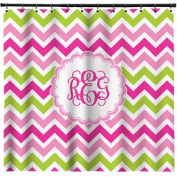 Pink & Green Chevron Shower Curtain - 71" x 74" (Personalized)