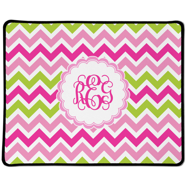 Custom Pink & Green Chevron Large Gaming Mouse Pad - 12.5" x 10" (Personalized)