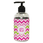 Pink & Green Chevron Plastic Soap / Lotion Dispenser (8 oz - Small - Black) (Personalized)