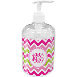 Pink & Green Chevron Acrylic Soap & Lotion Bottle (Personalized)