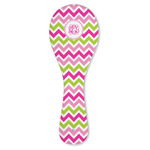 Pink & Green Chevron Ceramic Spoon Rest (Personalized)