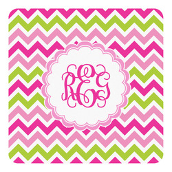 Pink & Green Chevron Square Decal - Small (Personalized)