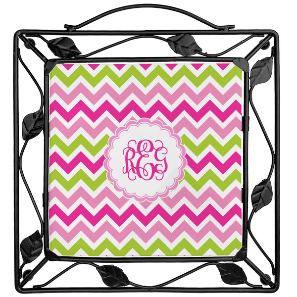 Custom Pink & Green Chevron Square Trivet (Personalized)