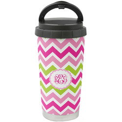 Pink & Green Chevron Stainless Steel Coffee Tumbler (Personalized)