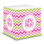 Pink & Green Chevron Sticky Note Cube (Personalized)