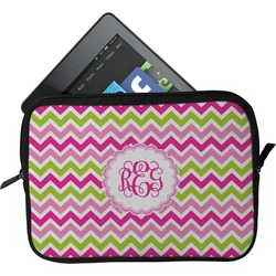 Pink & Green Chevron Tablet Case / Sleeve - Small (Personalized)