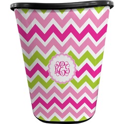 Pink & Green Chevron Waste Basket - Double Sided (Black) (Personalized)