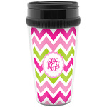 Pink & Green Chevron Acrylic Travel Mug without Handle (Personalized)