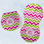 Pink & Green Chevron Burp Pads - Velour - Set of 2 w/ Monogram