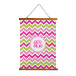 Pink & Green Chevron Wall Hanging Tapestry - Tall (Personalized)