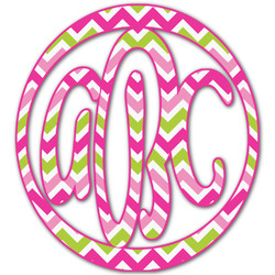 Pink & Green Chevron Monogram Decal - Large (Personalized)