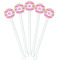 Pink & Green Chevron White Plastic 5.5" Stir Stick - Fan View