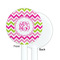 Pink & Green Chevron White Plastic 5.5" Stir Stick - Single Sided - Round - Front & Back