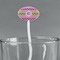 Pink & Green Chevron White Plastic 7" Stir Stick - Oval - Main