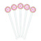 Pink & Green Chevron White Plastic 7" Stir Stick - Round - Fan View