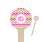 Pink & Green Chevron Wooden 4" Food Pick - Round - Closeup