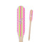 Pink & Green Chevron Wooden Food Pick - Paddle - Closeup