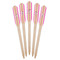 Pink & Green Chevron Wooden Food Pick - Paddle - Fan View