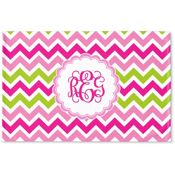 Custom Pink & Green Chevron Woven Mat (Personalized)