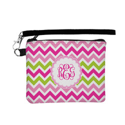 Pink & Green Chevron Wristlet ID Case w/ Monogram