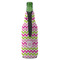 Pink & Green Chevron Zipper Bottle Cooler - BACK (bottle)