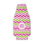 Pink & Green Chevron Zipper Bottle Cooler (Personalized)