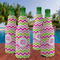 Pink & Green Chevron Zipper Bottle Cooler - Set of 4 - LIFESTYLE