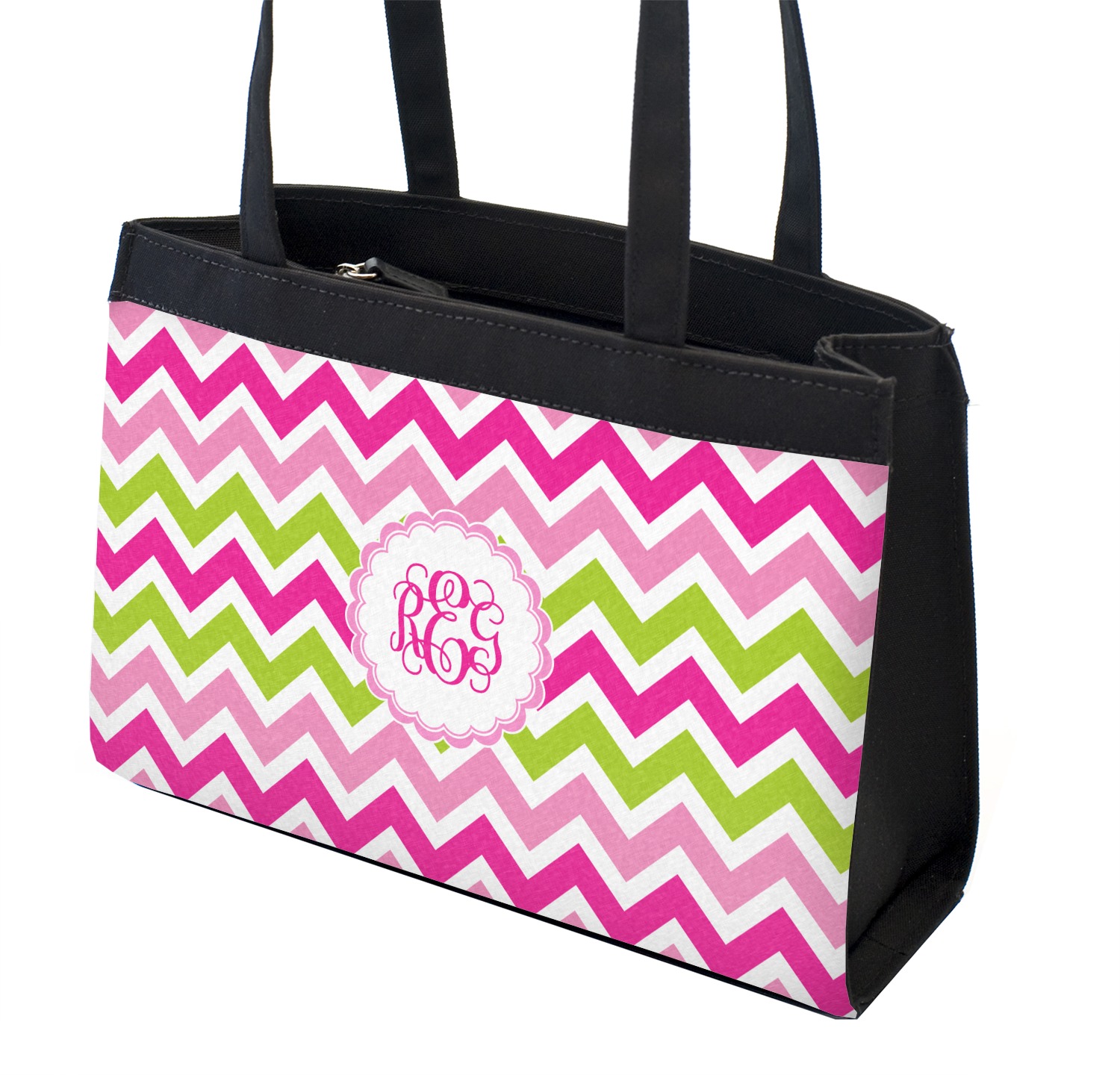 pink and green tote