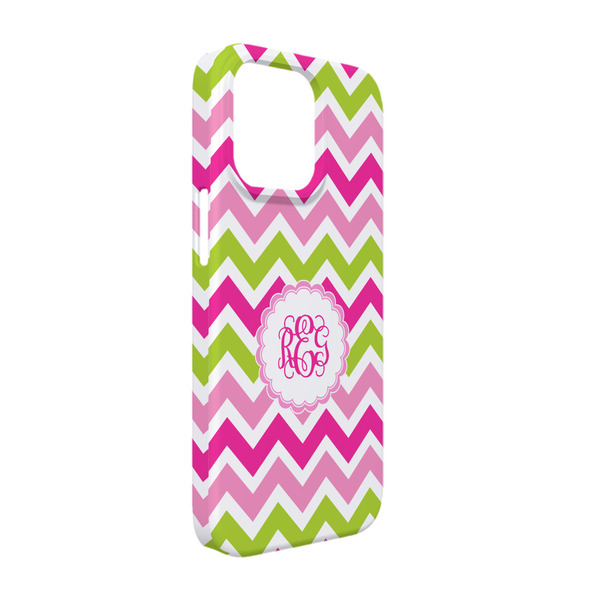 Custom Pink & Green Chevron iPhone Case - Plastic - iPhone 13 (Personalized)