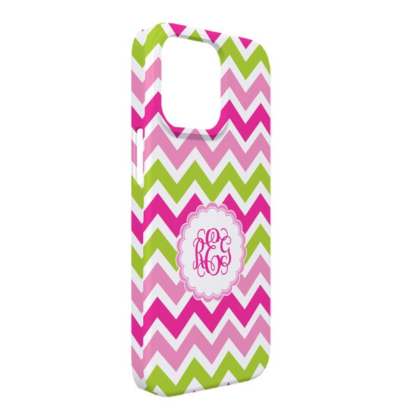 Custom Pink & Green Chevron iPhone Case - Plastic - iPhone 13 Pro Max (Personalized)