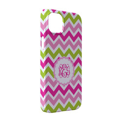 Pink & Green Chevron iPhone Case - Plastic - iPhone 14 (Personalized)