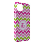 Pink & Green Chevron iPhone Case - Plastic - iPhone 14 Plus (Personalized)