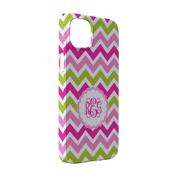 Custom Pink & Green Chevron iPhone Case - Plastic - iPhone 14 Pro (Personalized)