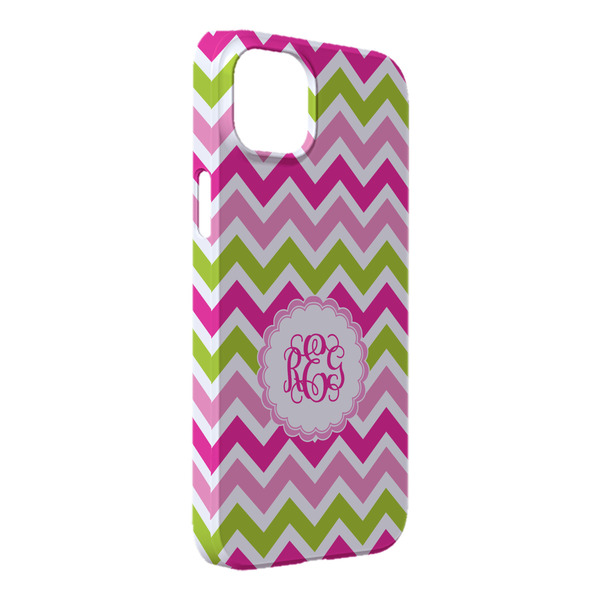 Custom Pink & Green Chevron iPhone Case - Plastic - iPhone 14 Pro Max (Personalized)