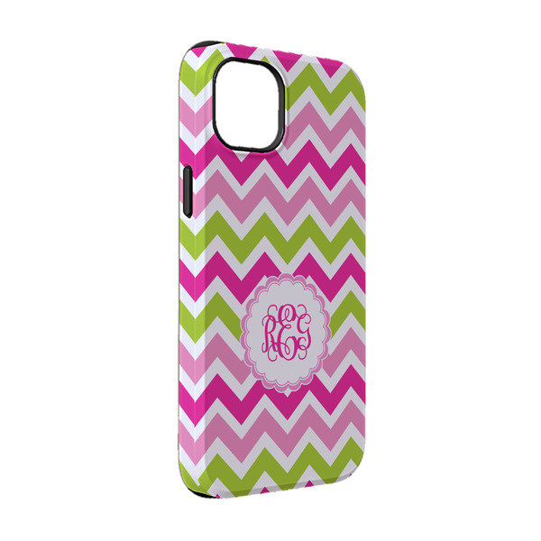 Custom Pink & Green Chevron iPhone Case - Rubber Lined - iPhone 14 Pro (Personalized)