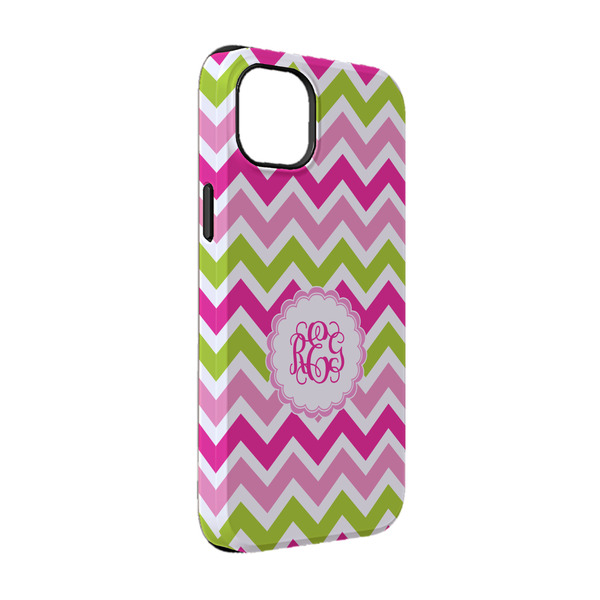 Custom Pink & Green Chevron iPhone Case - Rubber Lined - iPhone 14 (Personalized)