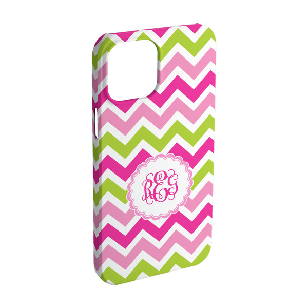 Custom Pink & Green Chevron iPhone Case - Plastic - iPhone 15 (Personalized)