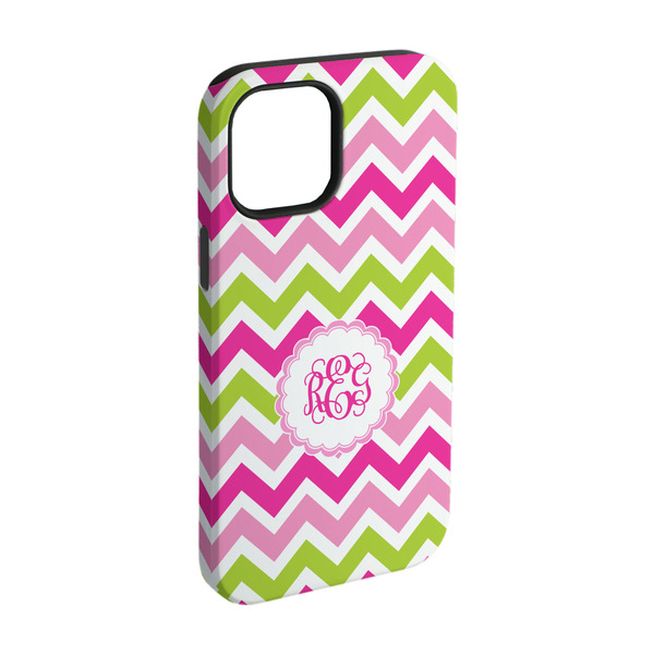 Custom Pink & Green Chevron iPhone Case - Rubber Lined - iPhone 15 (Personalized)