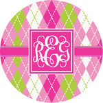 Pink & Green Argyle Multipurpose Round Labels - 1" (Personalized)