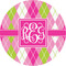 Pink & Green Argyle 1" Multipurpose Round Labels - Single Sticker