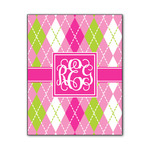 Pink & Green Argyle Wood Print - 11x14 (Personalized)