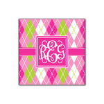 Pink & Green Argyle Wood Print - 12x12 (Personalized)