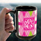 Pink & Green Argyle 15oz. Black Mug - LIFESTYLE